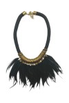 Collar Cordón Negro y Plumas Siux