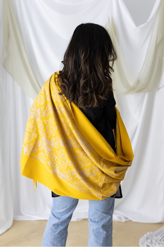 Pañuelo Pashmina Cashmere Hilo dorado