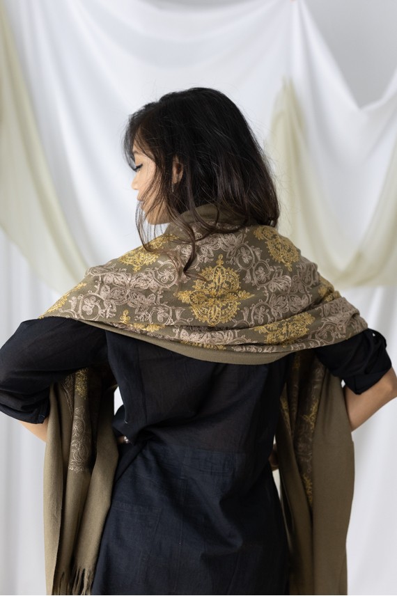 Pañuelo Pashmina Cashmere Hilo dorado