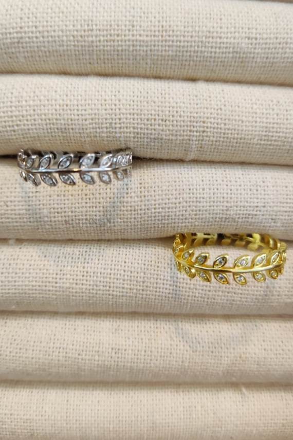 Anillo boho chic en plata de ley inspirado en la rama de olivo Samarkanda