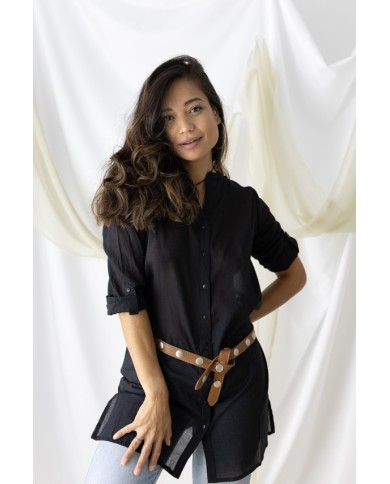 Cinturón lazo de piel con tachuelas