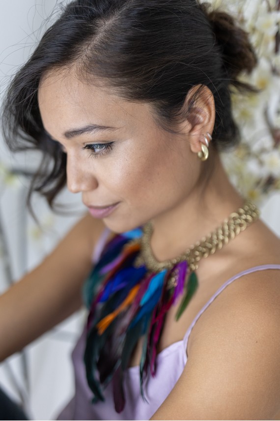 Collar Cadena y Plumas Multicolor Shuar Collar Cadena y Plumas Multicolor Shuar