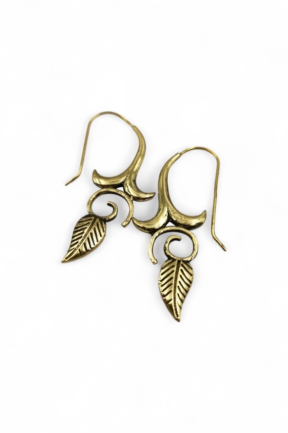 Pendientes Rama y Hoja Dorados