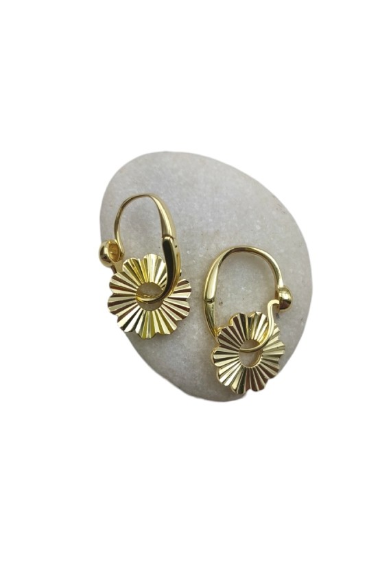Pendientes de aro con flor colgante en plata de ley, diseño boho chic, dorado y plateado, Samarkanda