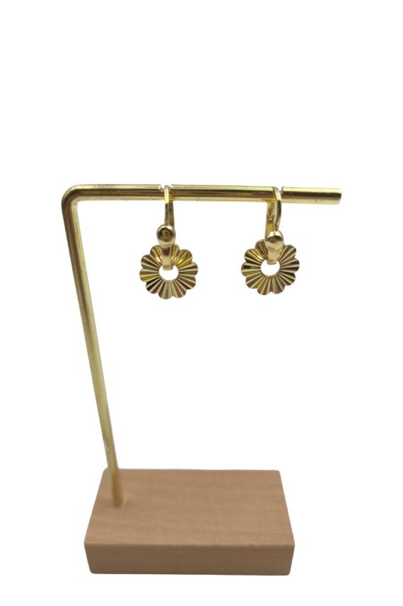 Pendientes de aro con flor colgante en plata de ley, diseño boho chic, dorado y plateado, Samarkanda Pendientes de aro con flor colgante en plata de ley, diseño boho chic, dorado y plateado, Samarkanda