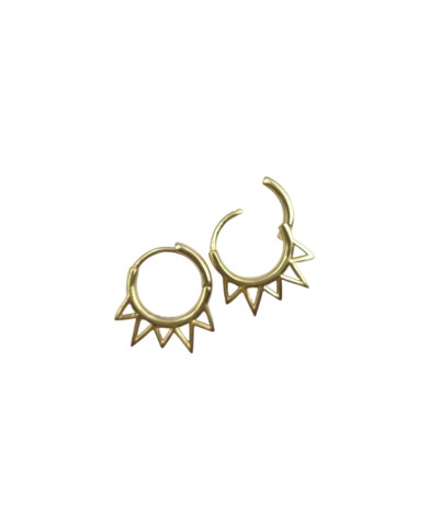 Pendientes aro Soleil en plata de ley con picos geométricos, diseño boho, cierre segmentado, Samarkanda.