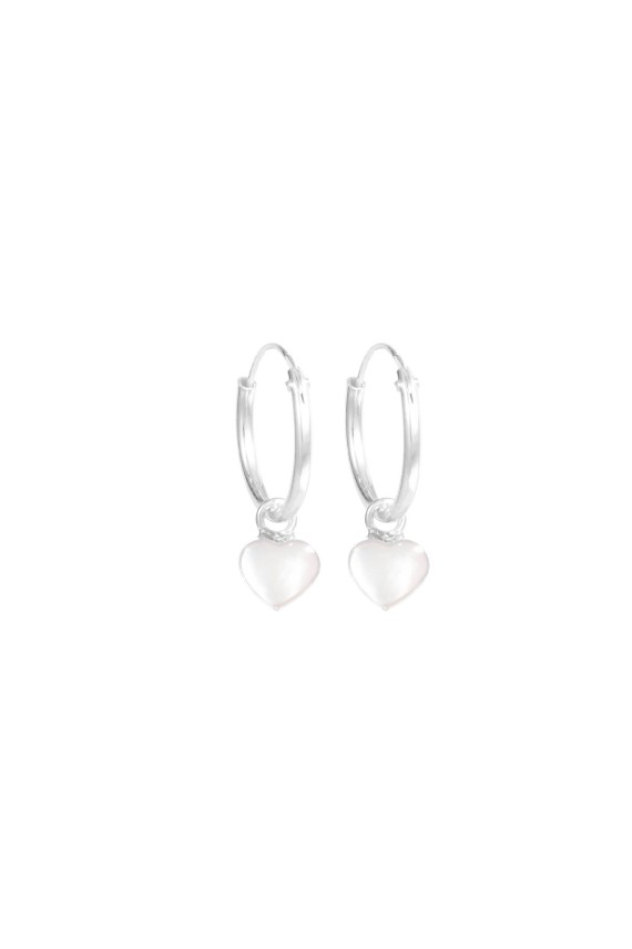 Pendientes aro de plata con piedra corazón colgante de 5 mm, diseño romántico artesanal, Samarkanda. Pendientes aro de plata con piedra corazón colgante de 5 mm, diseño romántico artesanal, Samarkanda.