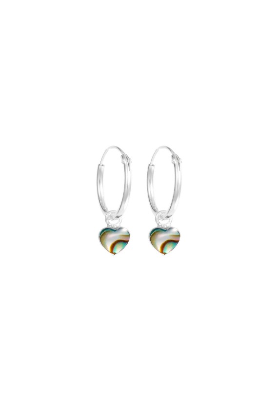 Pendientes aro de plata con piedra corazón colgante de 5 mm, diseño romántico artesanal, Samarkanda. Pendientes aro de plata con piedra corazón colgante de 5 mm, diseño romántico artesanal, Samarkanda.