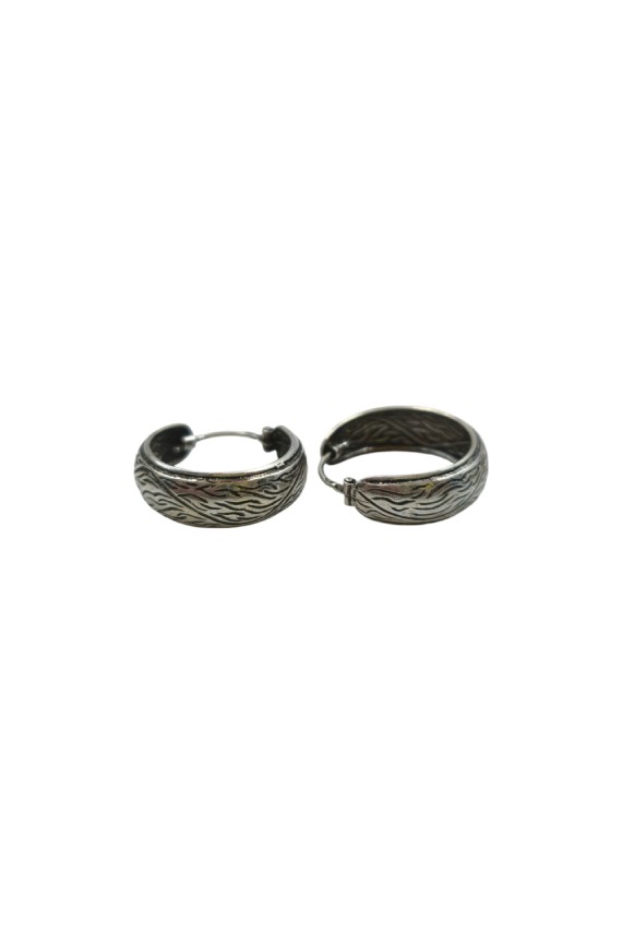 Pendientes aro de plata de ley 925 grabados a mano con acabado envejecido, estilo étnico y artesanal, Samarkanda. Pendientes aro de plata de ley 925 grabados a mano con acabado envejecido, estilo étnico y artesanal, Samarkanda.