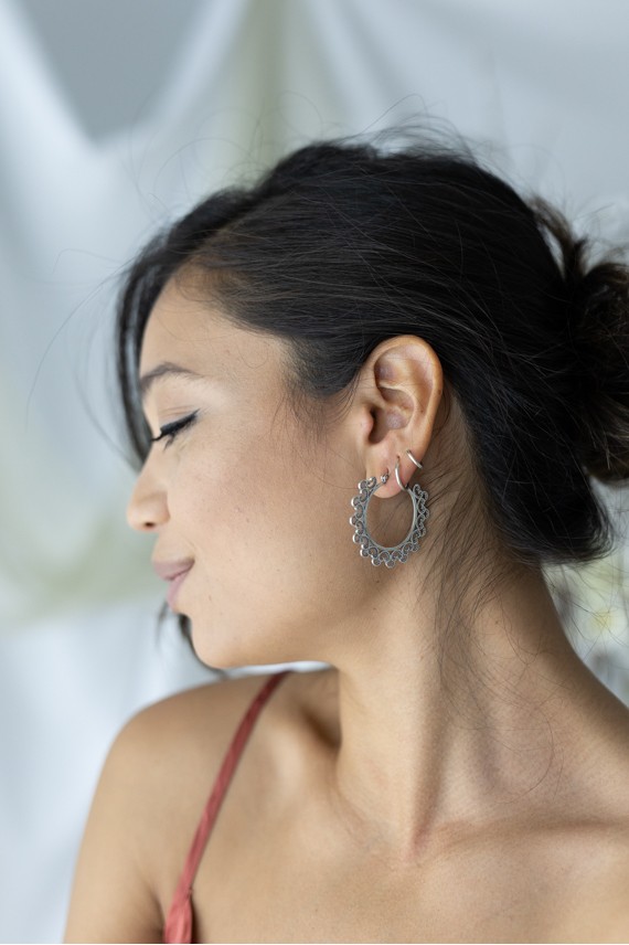Pendientes Aro Plata Corazones Calados Pendientes Aro Plata Corazones Calados