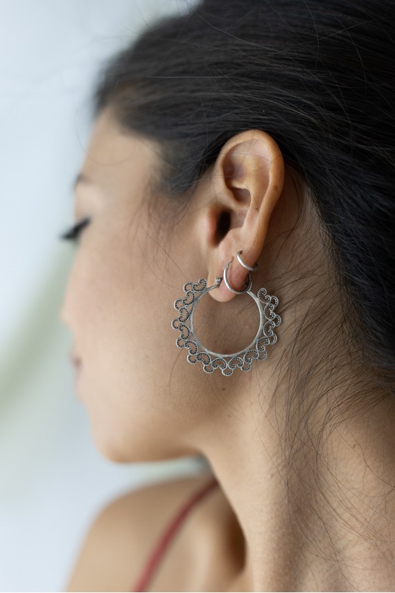 Pendientes Aro Plata Corazones Calados Pendientes Aro Plata Corazones Calados