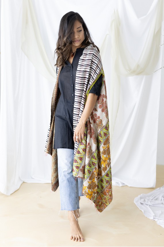 Chaleco Seda Patch Pashmina Artesanal