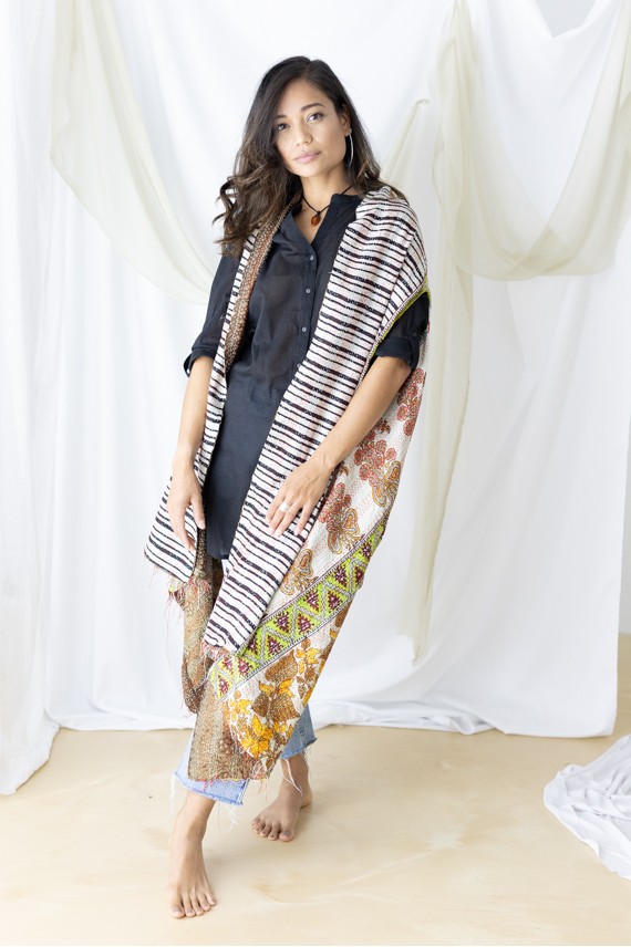 Chaleco Seda Patch Pashmina Artesanal