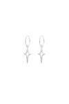 Pendientes aro de plata con estrella calada colgante, diseño boho minimalista y artesanal, Samarkanda.