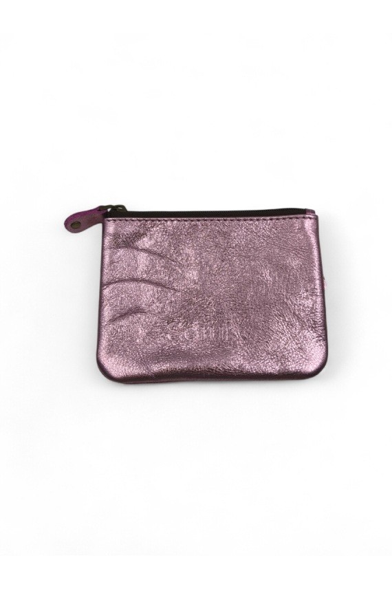 Monederos metálicos de piel reciclada en varios colores, diseño artesanal y sostenible de Samarkanda.