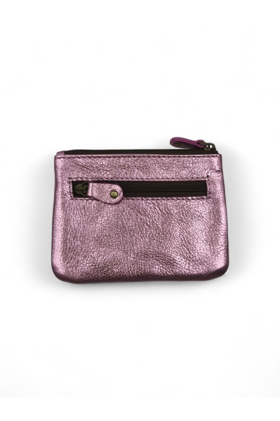 Monederos metálicos de piel reciclada en varios colores, diseño artesanal y sostenible de Samarkanda.