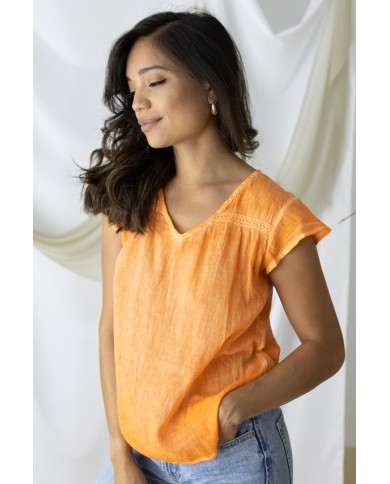 Blusa boho algodón con encaje