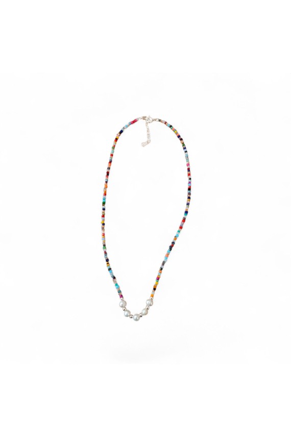 Gargantilla Samarkanda en plata de ley con perlas naturales y piedras semipreciosas multicolor. Gargantilla Samarkanda en plata de ley con perlas naturales y piedras semipreciosas multicolor.