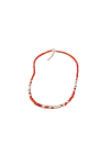 Gargantilla en plata de ley con piedras semipreciosas rojas y bolitas centrales en plata, diseño artesanal de Samarkanda. Gargantilla en plata de ley con piedras semipreciosas rojas y bolitas centrales en plata, diseño artesanal de Samarkanda.