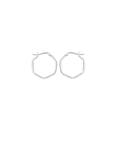 Pendientes aro de plata de ley 925 con forma hexagonal de 20mm, joya artesanal boho chic Samarkanda.