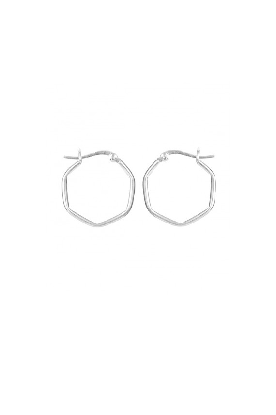 Pendientes aro de plata de ley 925 con forma hexagonal de 20mm, joya artesanal boho chic Samarkanda. Pendientes aro de plata de ley 925 con forma hexagonal de 20mm, joya artesanal boho chic Samarkanda.