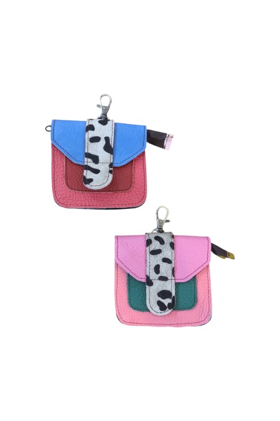 Monedero Mini Print Vaca con Mosquetón