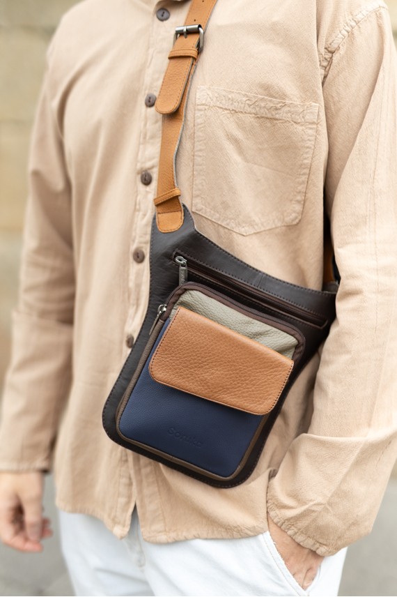 Riñonera Jack en Piel Sostenible Marino