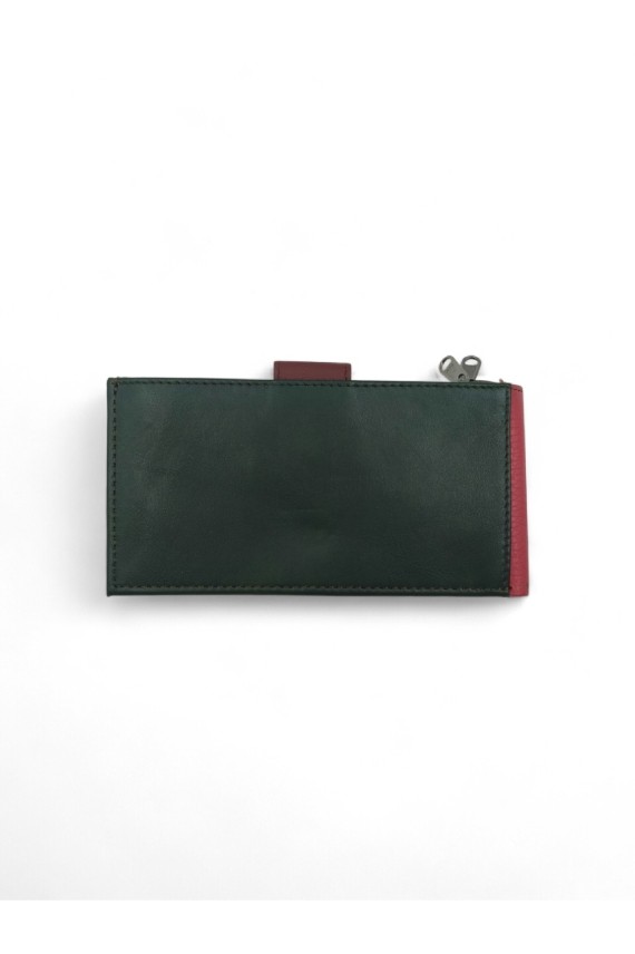 Cartera Joy Wallet Soruka de piel sostenible multicolor con doble cierre y compartimentos múltiples, diseño artesanal.