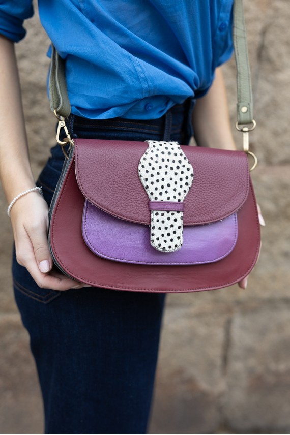 Bolso de Piel Sostenible Violet Loop Lila Reversible Soruka