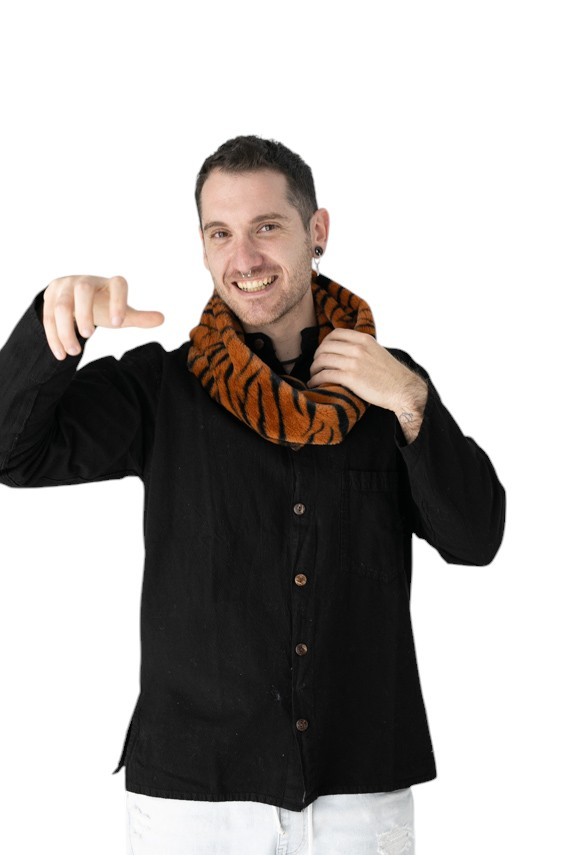 Cuello pelito Animal Print Cebra Teja