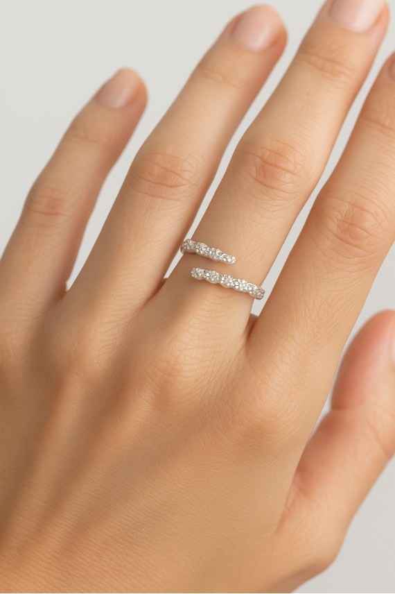 Anillo de plata de ley con diseño de flores 2.5 mm, joya artesanal Samarkanda.