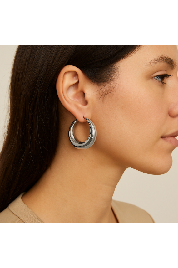 Aros de plata de ley estilo pirata de 45 mm con cierre africano, joya artesanal Samarkanda.