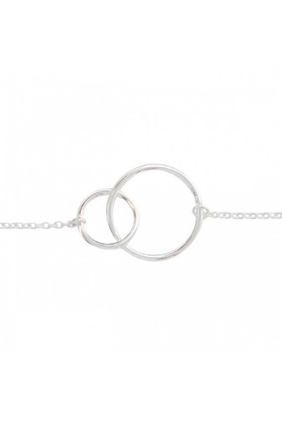 Pulsera de plata de ley con aros entrelazados símbolo del karma, joya artesanal Samarkanda.