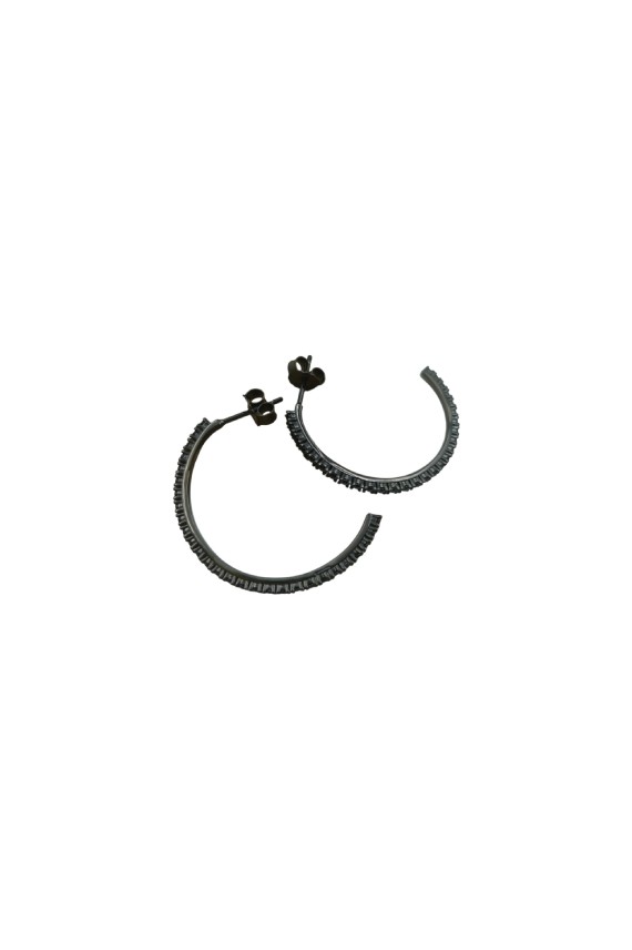 Pendientes Media Luna Plata Negro