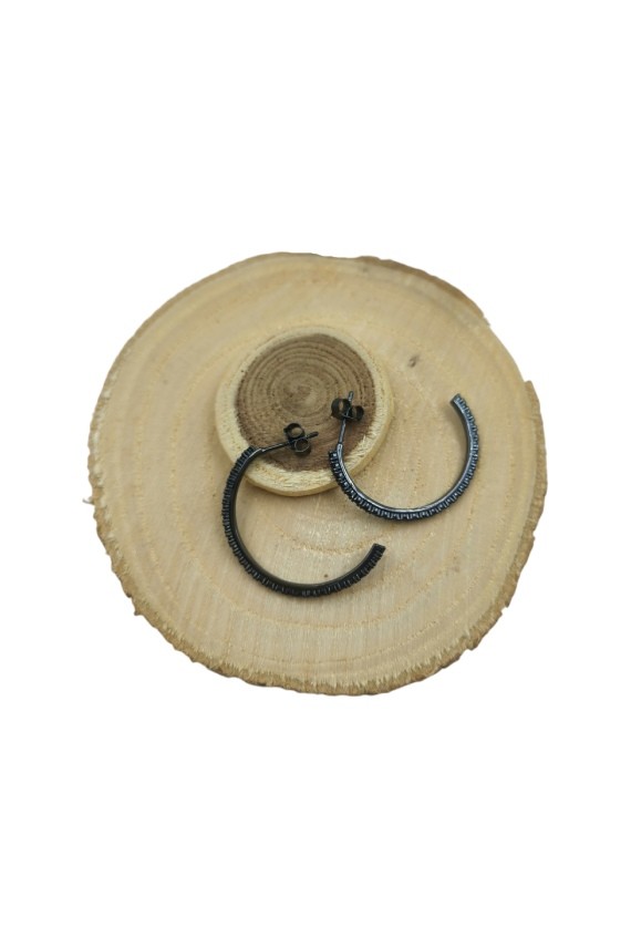 Pendientes Media Luna Plata Negro