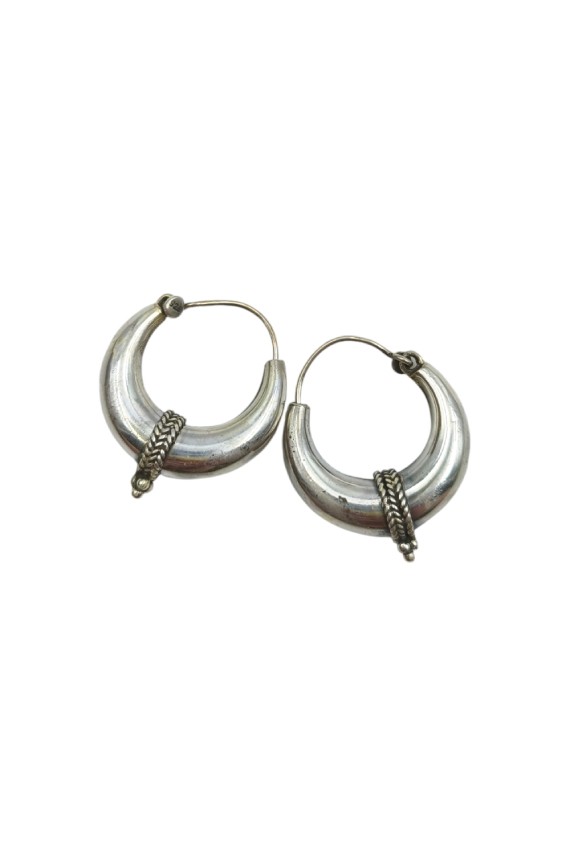 Aros Plata de Ley Labrados Racimo Bali 25 mm