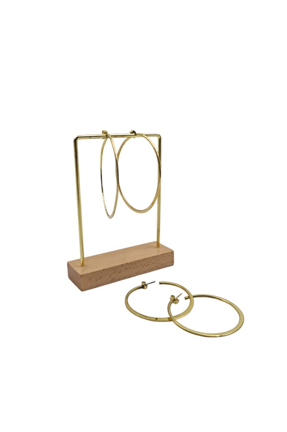 "Pendientes de aro dorado plano libres de níquel estilo boho artesanal de Samarkanda."