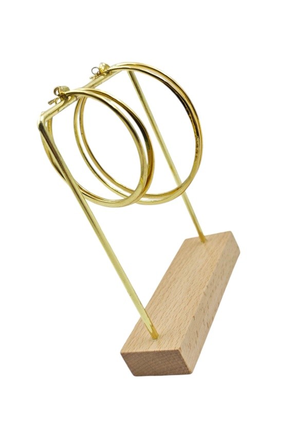 "Pendientes de aro dorado plano libres de níquel estilo boho artesanal de Samarkanda."