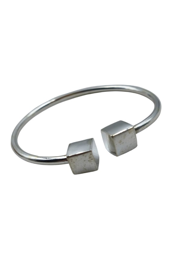 Pulsera Plata Rígida Cubo