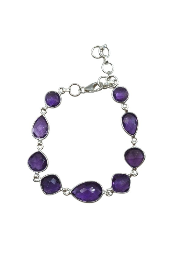 Pulsera Plata Gotas Amatista