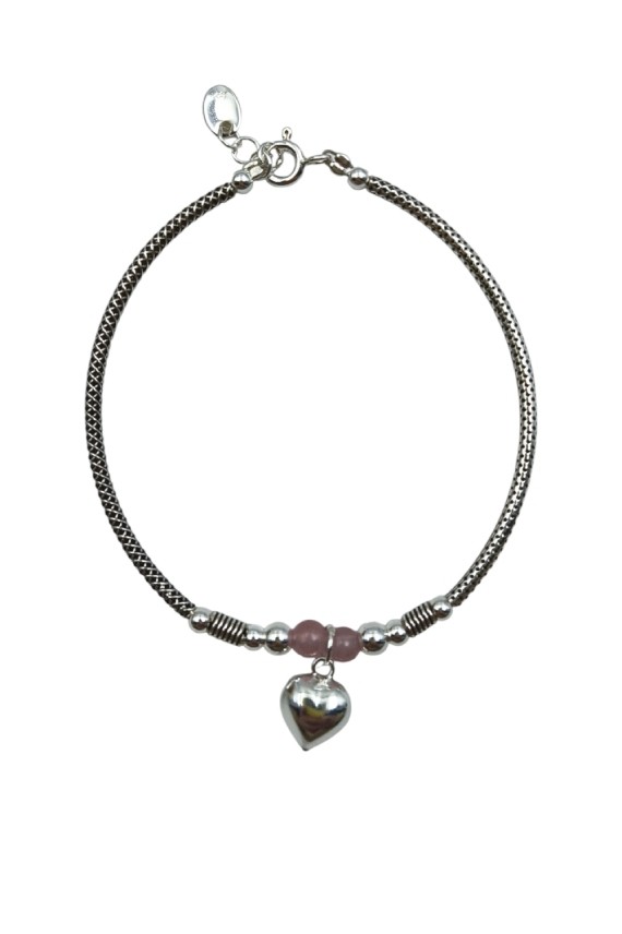 Pulsera Plata Charm Corazón
