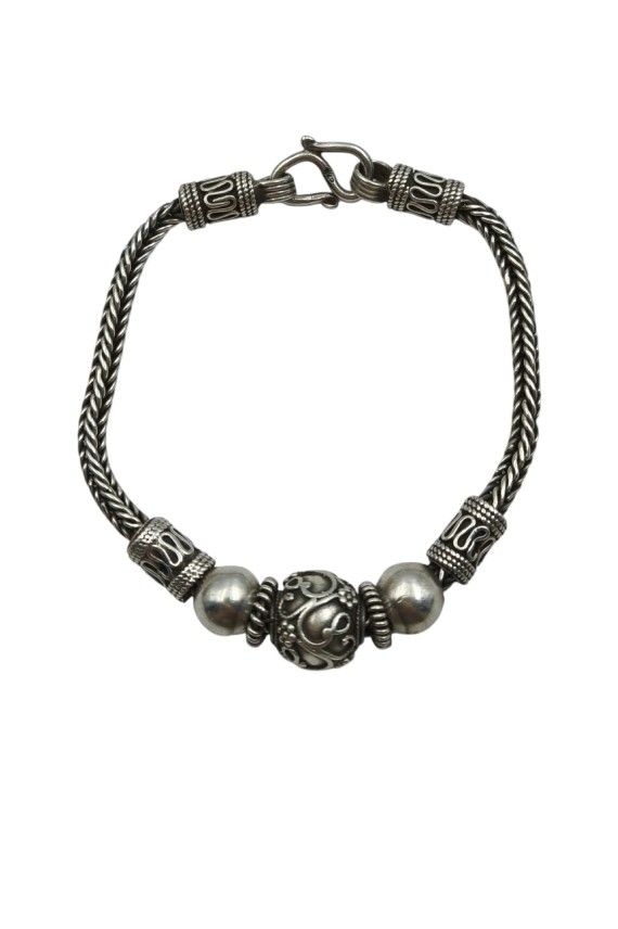 Pulsera Plata Cordón Trenzado Boudhanath
