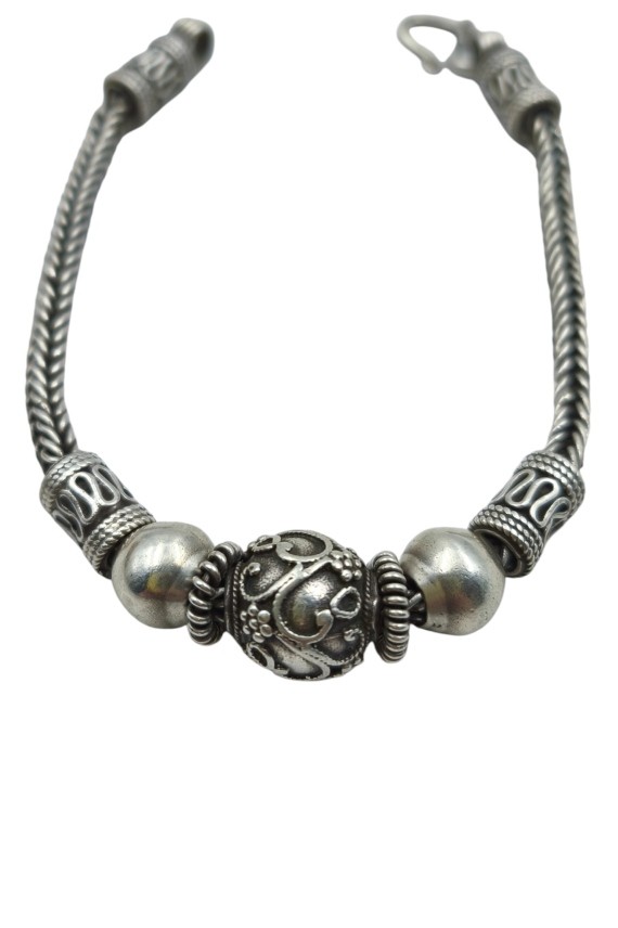 Pulsera Plata Cordón Trenzado Boudhanath