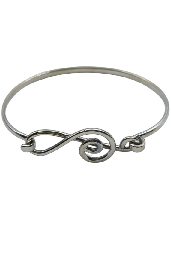 Pulsera Plata Rígida Clave de Sol