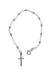 “Pulsera de plata fina con bolitas y cruz brillante central, diseño delicado Samarkanda.”