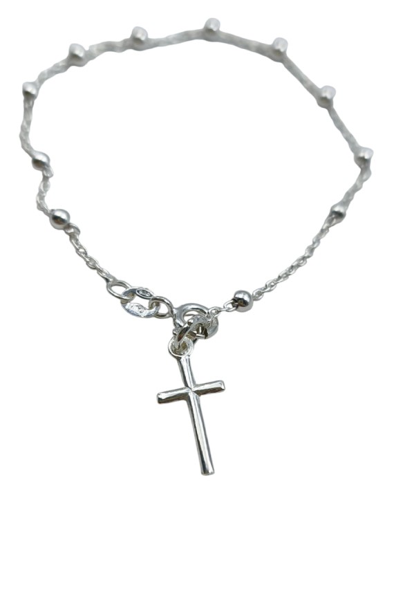 Pulsera Plata Charm Cruz