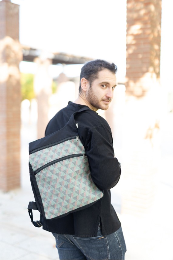 Mochila Algodón reversible lavado piedra Qalam