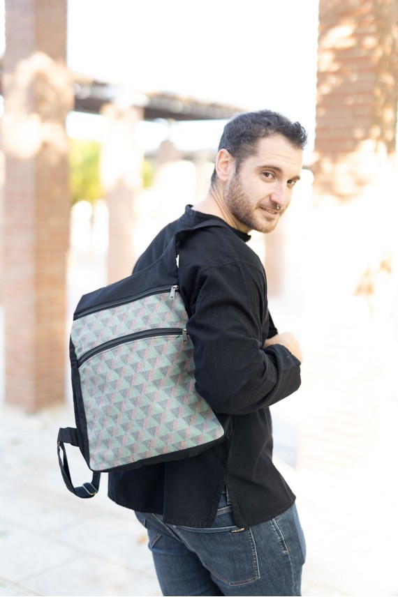 Mochila Algodón reversible lavado piedra Qalam