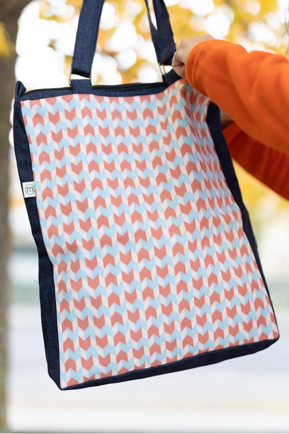 Bolso algodón vaquero geométrico zigzag Migas