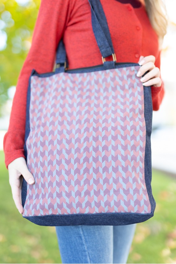 Bolso algodón vaquero geométrico zigzag Migas